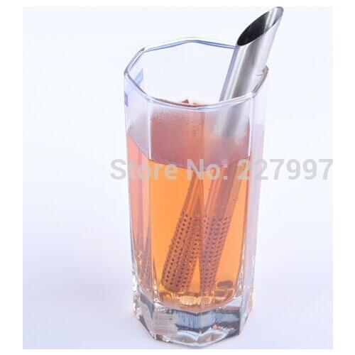 Stainless Steel Filter Tea Sticks Teaspoon Colander Tea Strainers Oblique Tea Stick Tube Tea Infuser Steeper 200pcs/lot