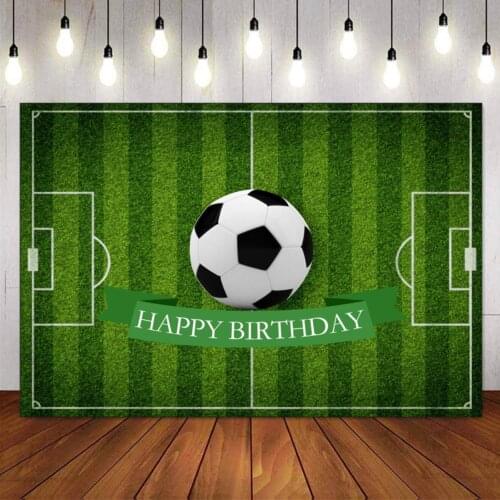 Photography Background Field Grass Soccer Party Backdrop Boy Baby Happy Birthday Party Decor Photocall Backdrop Photo Studio
