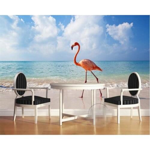 Beibehang Custom wallpaper mural hand-painted flamingo tropical rain forest Southeast Asia mural background 3d wallpaper tapety