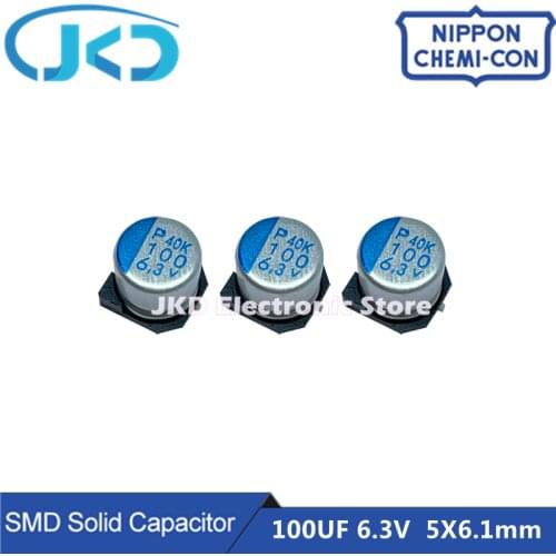 20pcs/100pcs NCC 100UF 6.3V 6.3X6.1mm SMD Solid Capacitor 6.3V100uF For Motherboard VGA Low ESR NIPPON CHEMI CON 100UF6.3V