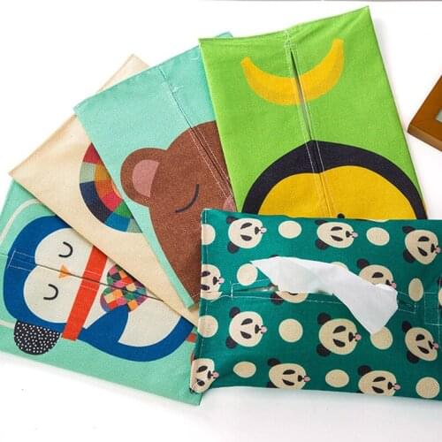 Cartoon Pattern Tissue Box Plush Home Car Napkin Paper Holder Container Cute Paper Towel Napkin Case Pouch For Home Decoration