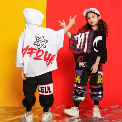 Fashion Jazz Costume Hip Hop Boy/girl Clothing Short Sleeve Tops Black Pants Hip Hop For Kids Performance Modern Dancing Clothes