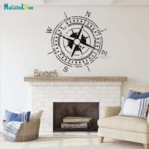 Creative New Design Compass Decal Travel Theme Living Room Home Decor Removable Vinyl Wall Sticker Mural Paper BD569