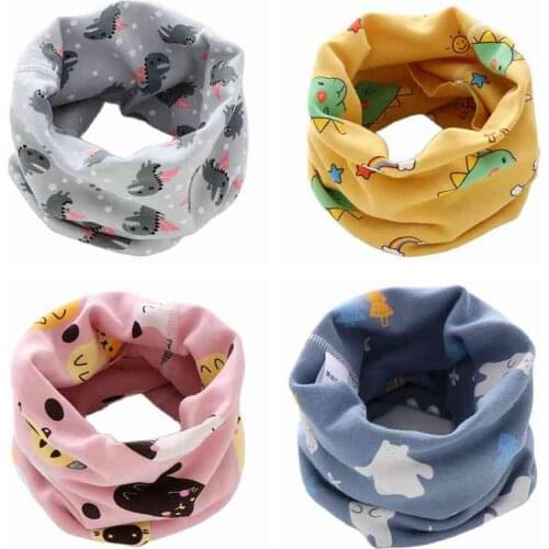 Cute Baby Scarf Autumn Winter Children Warm Scarves Cartoon Dinosaur Bear Cotton Boys Girls O Ring Neck Collar