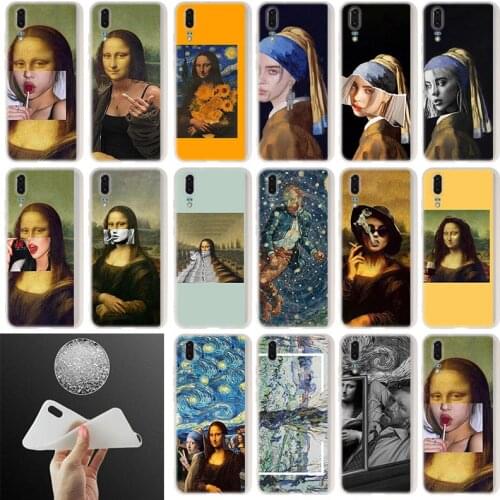 Soft silicone Case For Huawei P40 P30 P20 Pro P10 Plus Lite P Samrt Z 2019 E 2020 Great art aesthetic van Gogh Mona Lisa