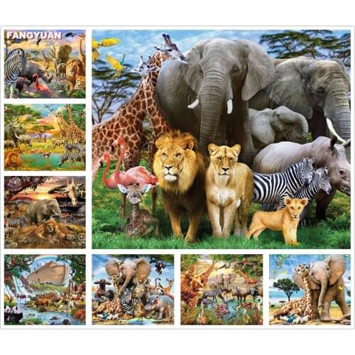 Diy 5D Diamond Painting Elephant Lion Needlework Diamond Embroidery Animals Giraffe Cross Stitch Kits Picture Home Decor Gift