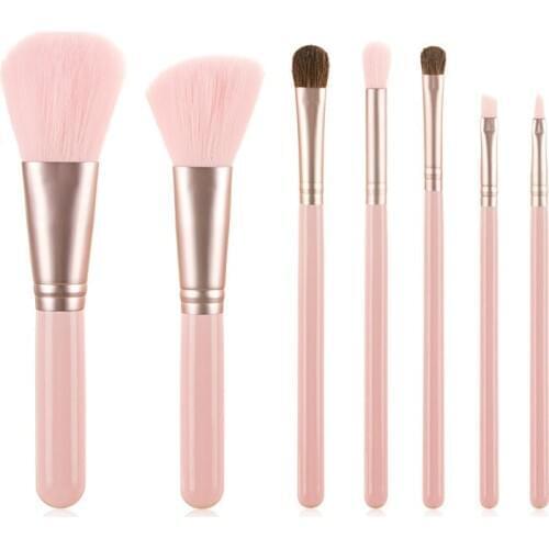7Pcs Makeup Brushes Set Pink For Foundation Blush Eyeshadow Concealer Powder Lip Make Up Cosmetics Brush Makeup Pen