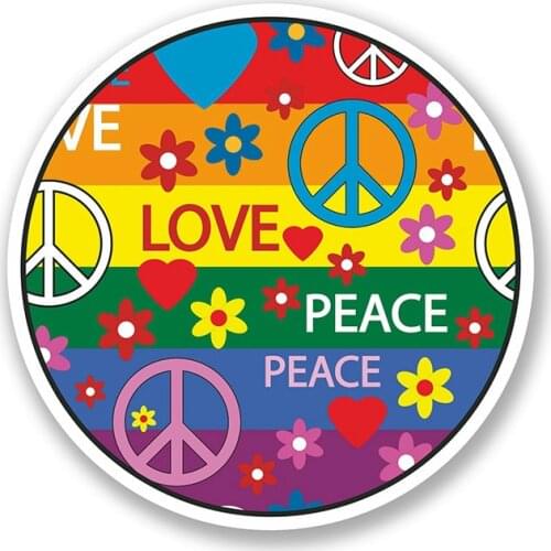Peace Symbol Sticker Car Hippy Laptop Decal Camper Flower Graffiti Helmet Bumper Car Styling Decal Vinyl Cover Waterproof PVC