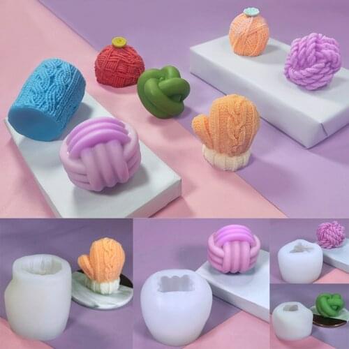 Newest 3D Knitting Wool Irregular Shape Candle Mould for Diy Handmade Hemp Rope Ball Aromatherapy Candle Silicone Mold
