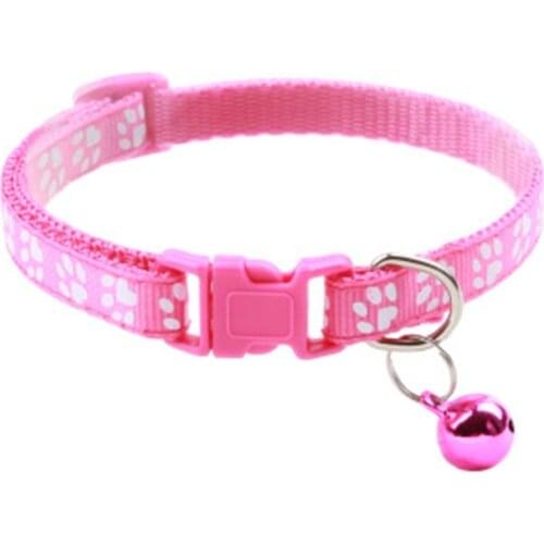 Pet Cat Collar Adjustable Nylon Ribbon Collar Cute Paw Print Cat Bell Collar cats Dog Neck Strap cat Supplies Collar