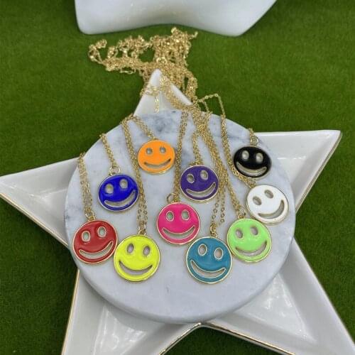 10pcs/lot 18inches Smileface Charm Pendant Necklace for Women