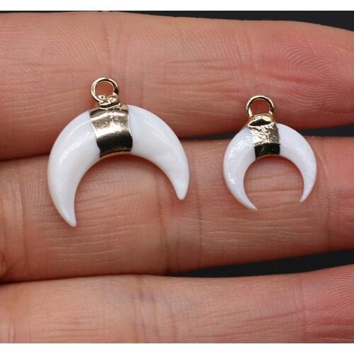 1pcs Natural Stone Crescent Moon Shape Stone Pendants Charms for Necklace Jewelry MakingFor Women Gift Size 20x18mm 13x16mm