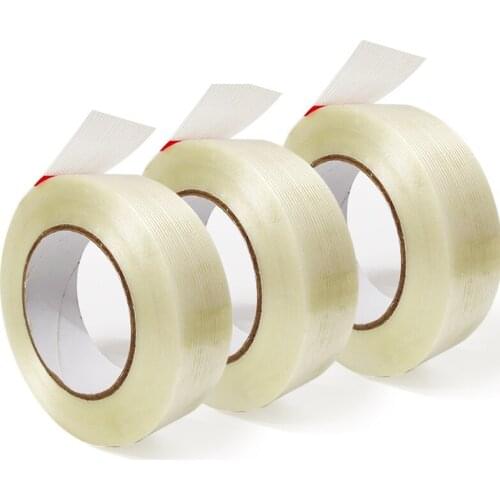 50M / roll of Strong Transparent Glass Fiber Striped Tape For Binding And Packaging Household Appliances Enhancement