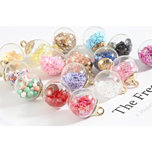 15mm 10Pcs Colorful Transparent Glass Ball Star Charms Pendant For Necklace DIY Women Making Jewelry Accessories