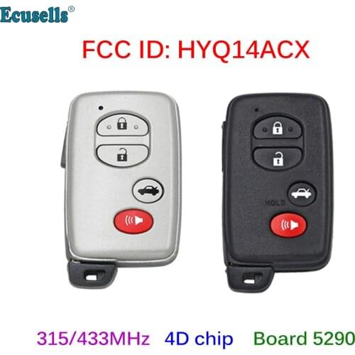 4 Buttons 315/433MHz Keyless Go Smart Remote Key with 4D Chip for Subaru Forester XV Crosstrek BRZ WRX STI HYQ14ACX Board 5290