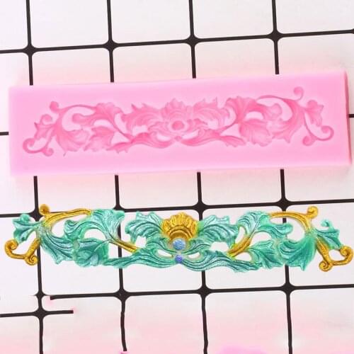 Leaf Lace Relief Border Silicone Mold Sugarcraft Fondant Cake Decorating Tools Chocolate Gumpaste Molds Candy Resin Clay Mould