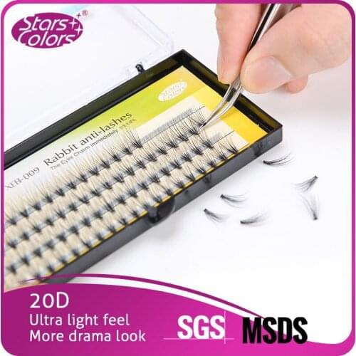 Free Shipping 10 trays 20 flares Eyelash 4 lines 20D Super Soft faux rabbit fur material Natural false Eye lash thick make up