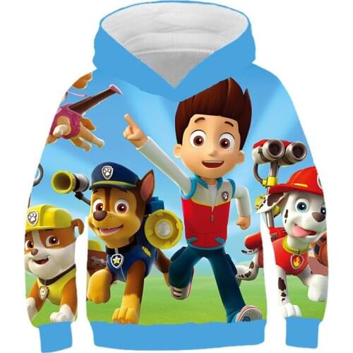 PAW PATROL Cool Cartoon Trend 3D Boys And Girls Childrens Wear With a Hat Casual Children Hoodie Fashion Hip Hop Hoodie 4-14Y