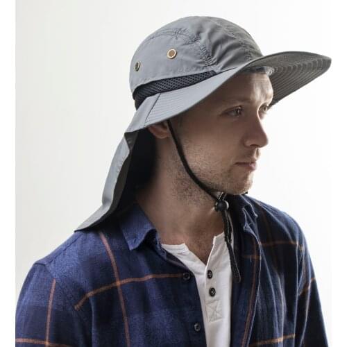 Mesh Breathable Hat with Neck Flap Outdoor Summer Sun Hat Men Women UV Protection Large Wide Brim Hiking Fishing Safari Bucket