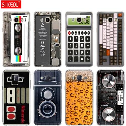 Silicone cover phone case for Samsung Galaxy J1 J2 J3 J5 J7 MINI 2016 2015 prime caculator camera cassette tape