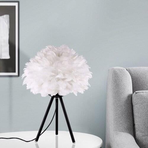 Modern led glass ball table lamp glass cover table lampara escritorio lampe de bureau feather bedside table living room