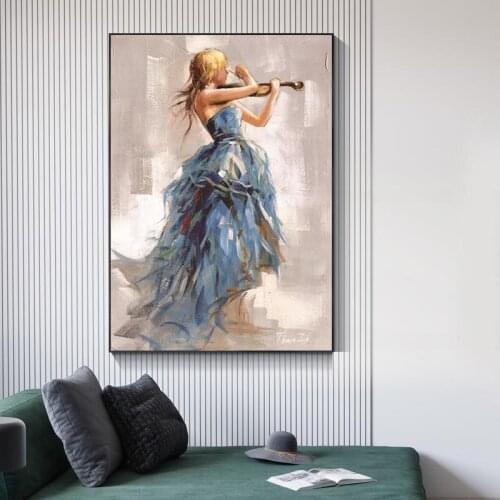 Modern Wall Art Canvas Paintings Girl Playing The Violin Posters And Prints Ballerina Girl Canvas Art Prints For Living Room