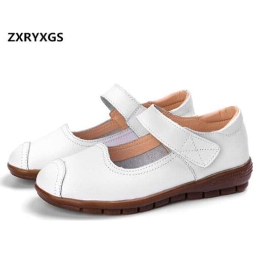 Light Comfortable Women Flats Shoes 2021 New Spring Soft Genuine Leather Shoes Fashion Casual Shoes Flat Non-slip Mom Shoes