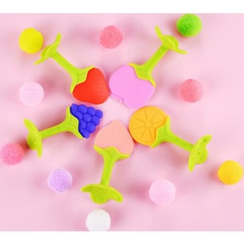 Three dimensional gutta percha silicone infant gutta percha fruit shaped biting neonatal two color molar stick Feeding Teether