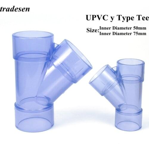 1pc UPVC Inner Diameter 50mm 75mm ID 3 Way Connector Water Pipe y Adapter Garden irrigation System Tube Fittings PVC Pipe Joints