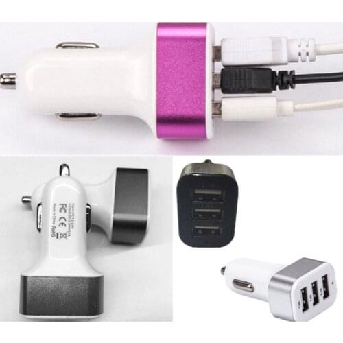 Universal USB Car Charger 3 Port Adapter Socket 1A 2.1A For Cell Phone GPS MP4 Portable USB Charging Ports Charger TSLM1