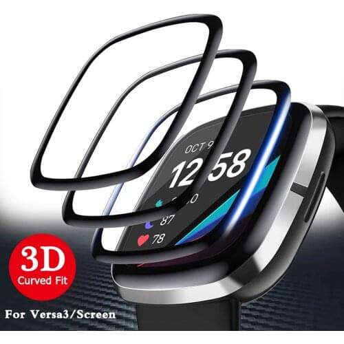 3D Protective Film for fitbit Versa 3 Protector Cover Curved Edge Upgrade Full Screen Protector for fitbit Screen (Not Glass)