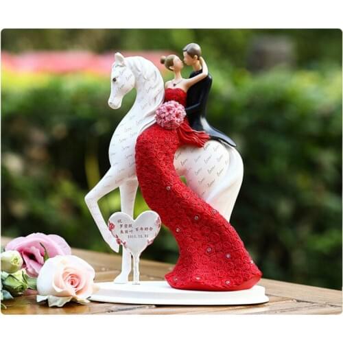Bride and groom on the horse wedding cake topper figurines wedding decoration gifts favors engagement / anniversary gifts