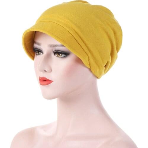 Women Cotton Warm Windproof Chemotherapy Cap Muslim Hat Head Wrap Cap Autumn Headwear Cap Chemo Beanies Bows Hair Accessories