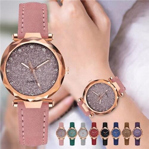 Women Starry Sky Rhinestone Dial Watch Fashion Luxury Ladies Leather Quartz Wrist Watches Relogio Feminino Dropshipping