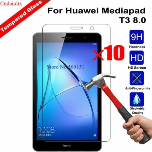 10 PCS Real Tempered Glass Film for Huawei MediaPad T3 8 8.0 KOB-L09 KOB-W09 8 inch Tablet Screen Protector Protective film