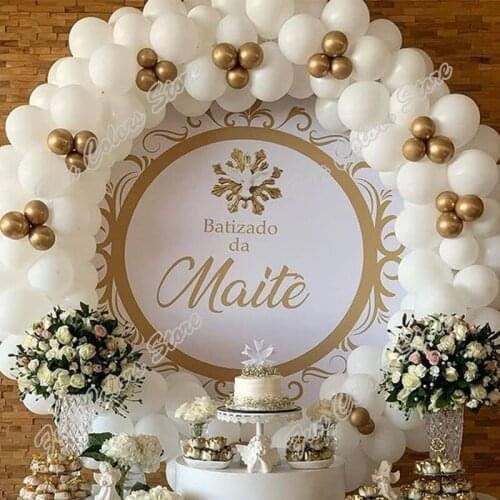 115pcs White Wedding Birthday Party Backdrop Baby Shower Supplies Event Celebration Golden Decoration Balloon Garland Arch Kits