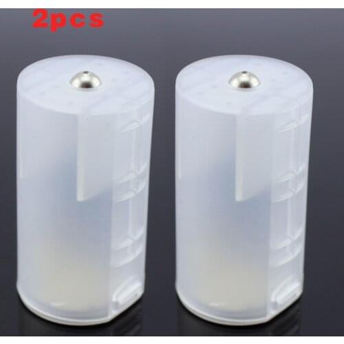 2 Pcs AA to D Size Battery Combination Cell Battery Storage Box Adapter Switcher AA Holder Case Converter Cases