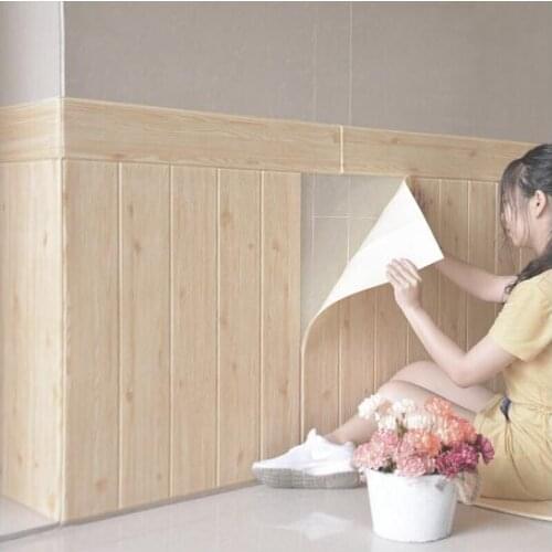 3D three-dimensional wall sticker waterproof wood grain anti-collision decoration new background wall self-adhesive 70 * 70cm