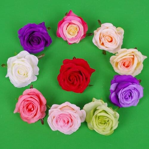 9CM Artificial Rose Flower Heads Silk Decorative Flower Party Decoration Wedding Wall Flower Bouquet Artificial Roses Bouquet