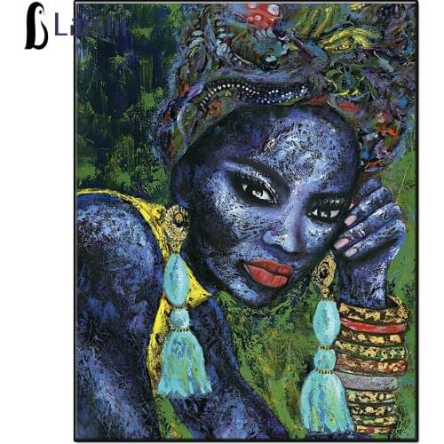 Diamond embroidery Abstract doodle afro queen Modern decor mosaic stitch cross diamond painting full square/round drill,New gift