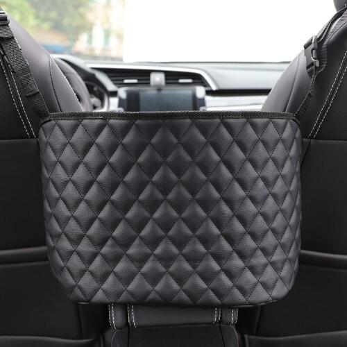 Car Handbag Holder Diamond Leather Seat Back Organizer Large Capacity Bag Automotive Goods Storage Pocket Seat Crevice Net