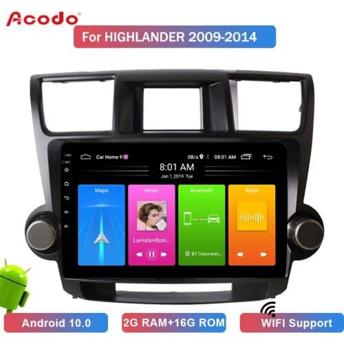 ACODO 2+16G Android 10.0 Car Radio Multimedia Player For Toyota HIGHLANDER 2009-2014 Navigation GPS 2 din
