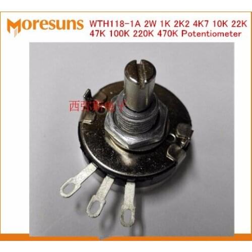 Fast Free Ship 20pcs/lot WTH118-1A 2W 1K 2K2 4K7 10K 22K 47K 100K 220K 470K Potentiometer
