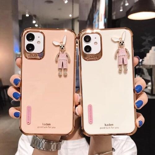 Luxury 3D diamond Cartoon bunny Phone Case For iPhone 12 11Pro Max XS XR 7 8 Plus SE Fashion Shockproof Silicone soft back Cover