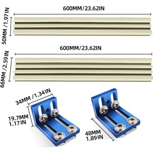 Woodworking Profile Fence System and Connecter Base Track Sliding Bracket Fence Stopper for Carpentry Circular Saw Table Benches