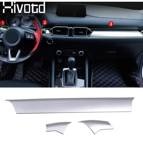 Hivotd For Mazda CX-5 CX5 2107-2019 accessories ABS Fiber Car Styling Dashboard Central control trim cover Interior Mouldings