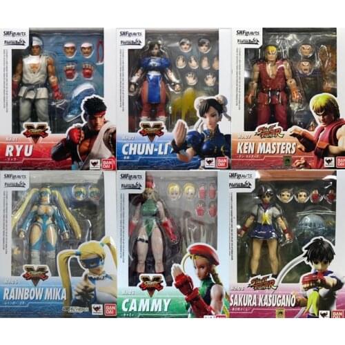 Bandai Genuine SHF Streetfighter Sakura Kasugano Chun-Li Vega Ryu Viktor Sagat Action Figure Model Toys
