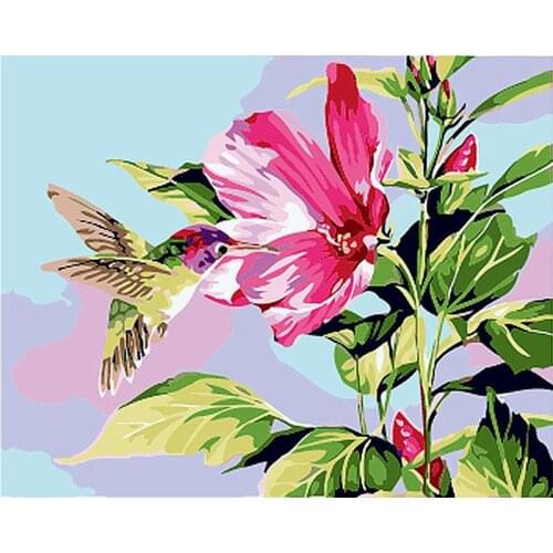 Hummingbird Oil Paint By Number Flower On Canvas With Frame Adults Kits Acrylic Painted Pictures Living Room Wall Art Home Decor