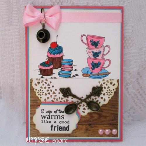 DIY clear rubber stamp and metal cutting dies set Tea Die Icecream Stamp with dies for card making scrapbooking decorative tool