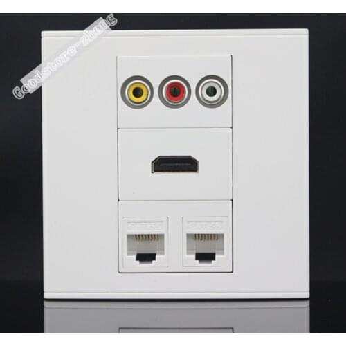 Wall Socket Plate 4 Ports 2 Ports CAT5E Network LAN & HDMI & 3RCA AV Port Panel Faceplate Outlet Connector Adapter Wholesale
